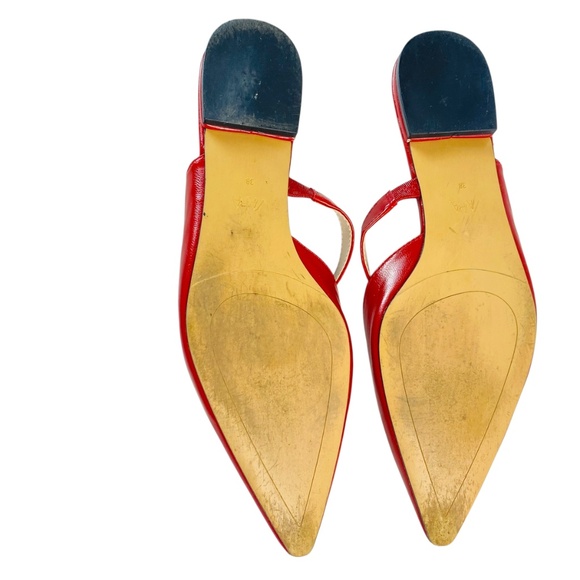 ZARA Red Flat Mules Vegan Size 38 (7.5) - Picture 6 of 9